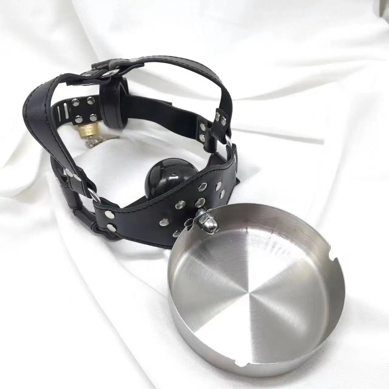 Ashtray + Asphyxia Gag Belted Face Mask & Head Harness