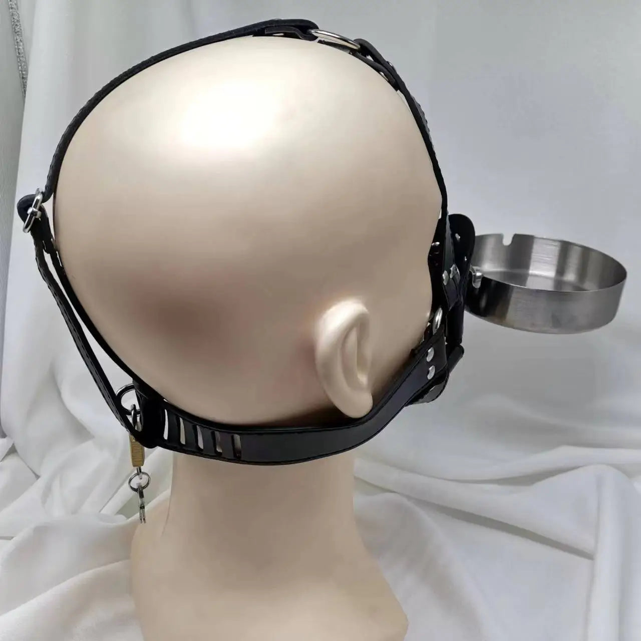 Ashtray + Asphyxia Gag  Belted Face Mask & Head Harness