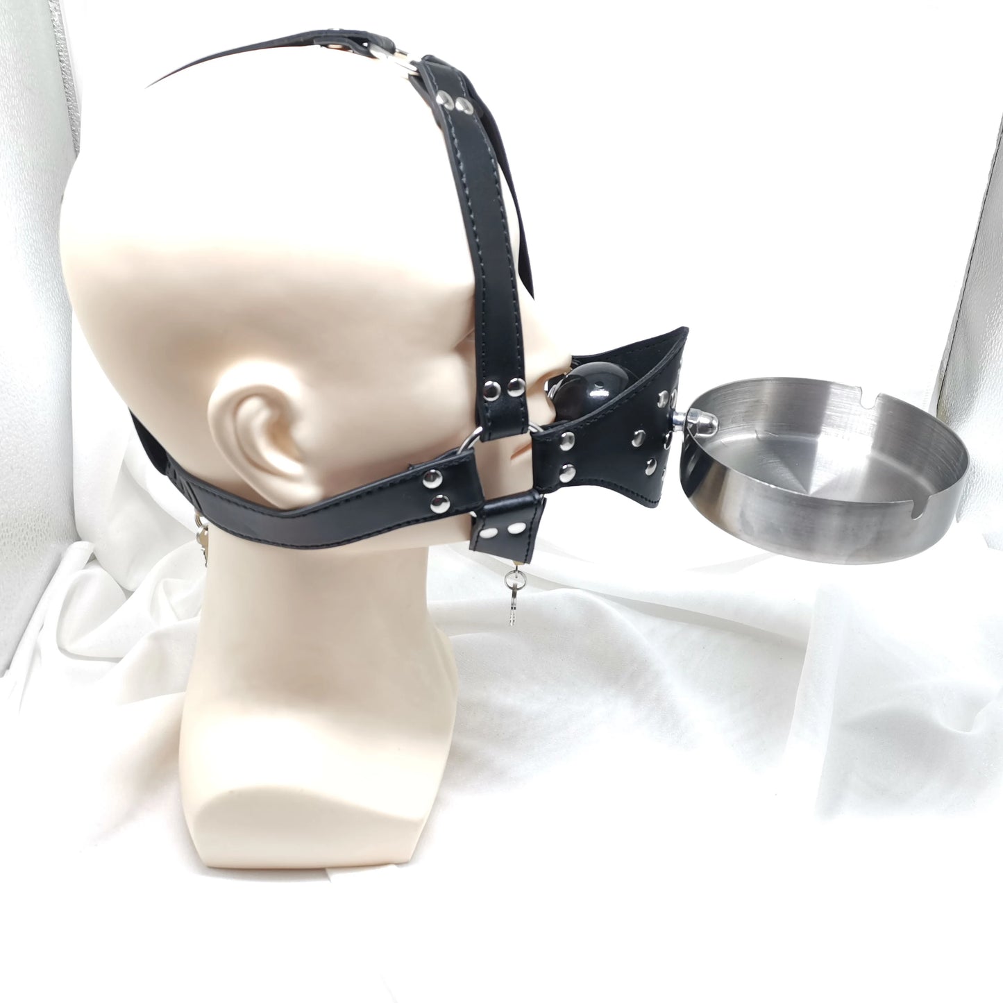 Ashtray + Asphyxia Gag  Belted Face Mask & Head Harness