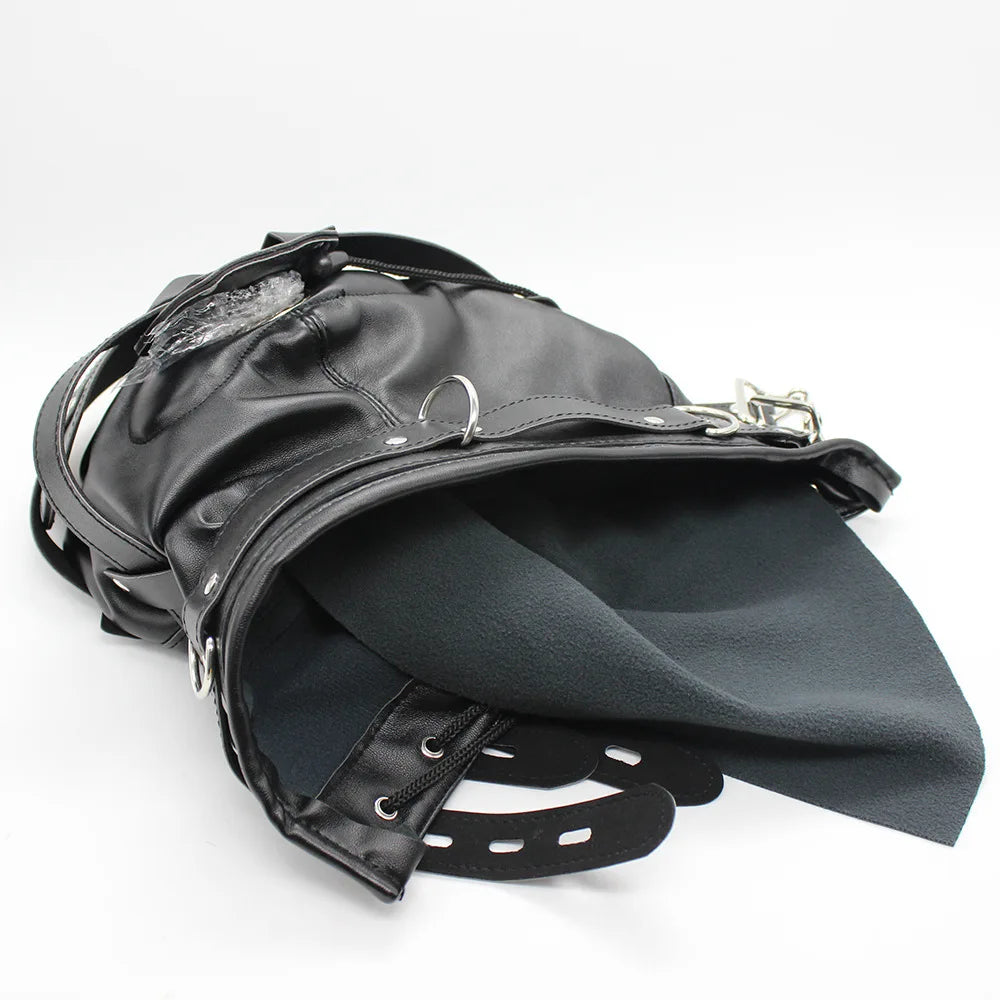 Lip & Mouth Blindfold Leather Hood