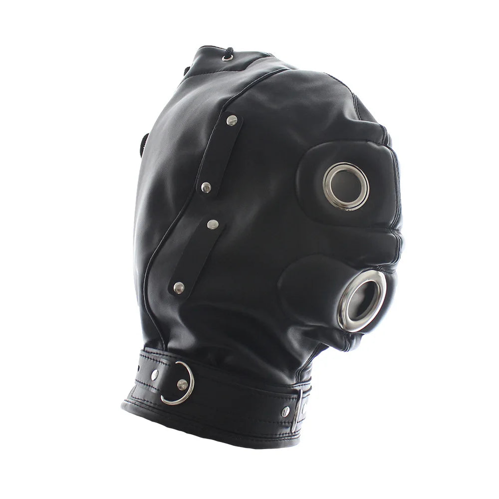 Lip & Mouth Blindfold Leather Hood