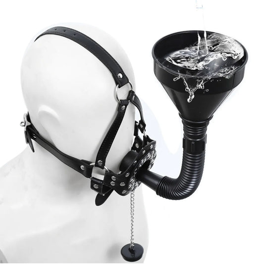 Funnel Gag Plug Face Mask & Head Harness